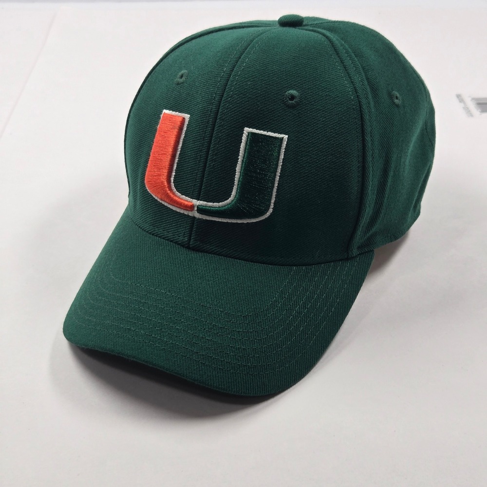 Adidas Miami Hurricanes Hat Mens L/XL Green NCAA Superflex Stretch Fit Cap M766Z